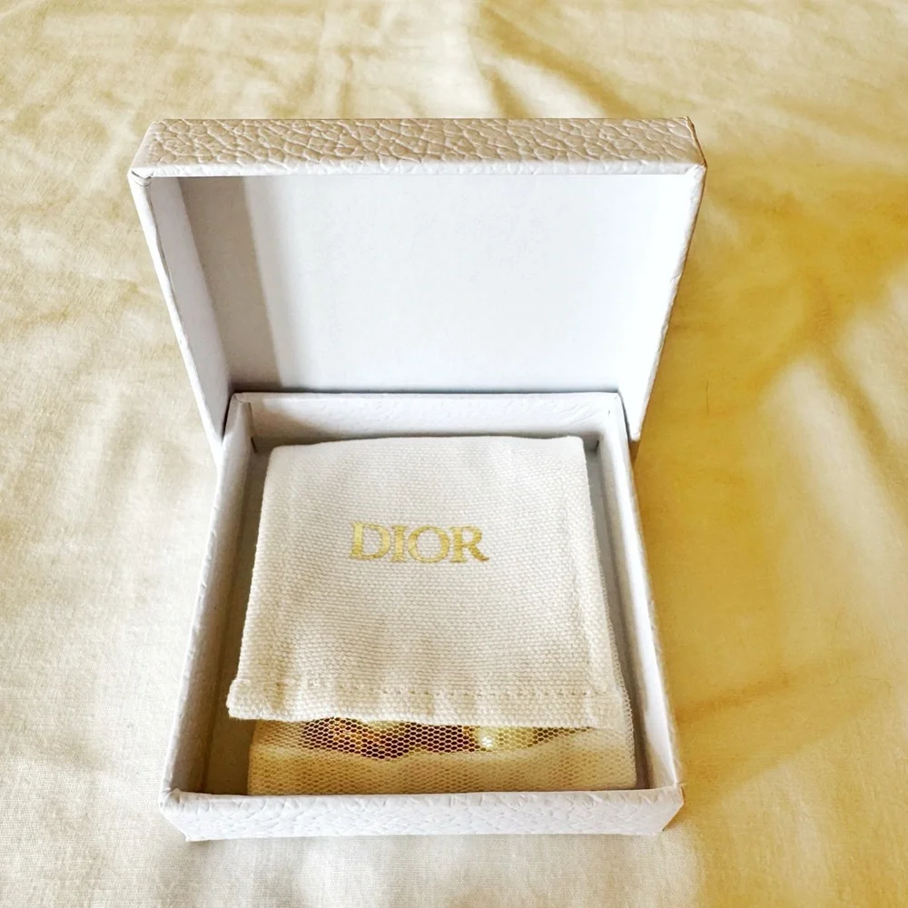 Dior Gold-Tone Faux Pearl & Crystal “DIOR” Charm Clip-On Earrings - Picture 7 of 7